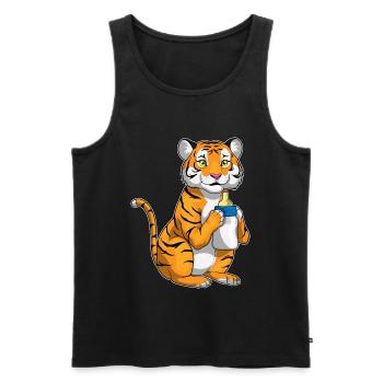 Tiger Baby Bottle Milk - Men's Premium Organic Tank Top - black - Front - Michal (187cm)
