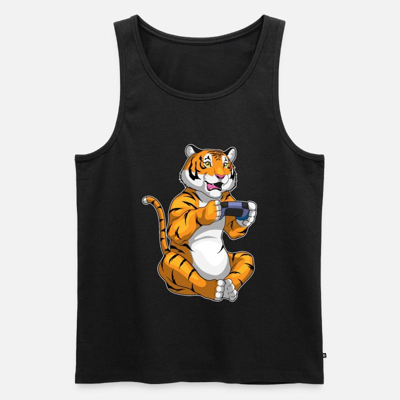 Tiger Gamer Controller - Männer Premium Bio Tank Top - Schwarz