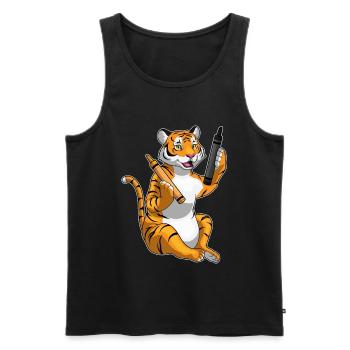 Tiger Schüler Wachsmalstifte Schule - Männer Premium Bio Tank Top - Schwarz - Vorne - Michal (187cm)