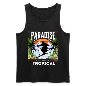 Paradise Doesn't Have To Be Tropical - Skiing - Männer Premium Bio Tank Top - Schwarz - Vorne - AI Model Male 178 light (178cm)