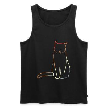 Katze im Vintage Look - Männer Premium Bio Tank Top - Schwarz - Vorne - Michal (187cm)
