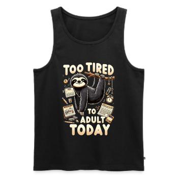 tired sloth hanging out on weekend – - Men's Premium Organic Tank Top - black - Front - AI Model Male 178 light (178cm)