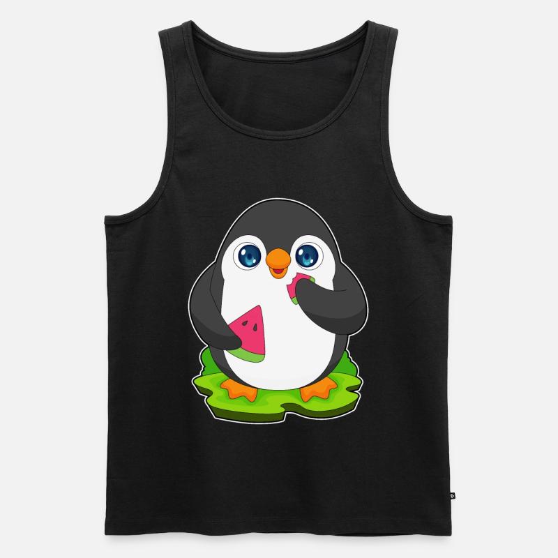 Pinguin Wassermelone Frucht - Männer Premium Bio Tank Top - Schwarz