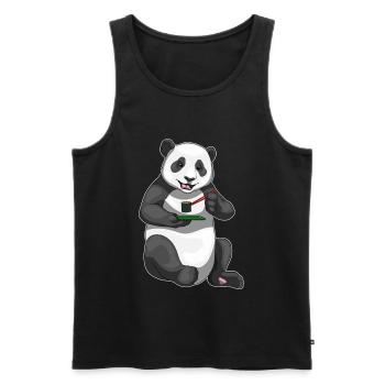 Panda Sushi - Débardeur bio Premium Homme - noir - Devant - AI Model Male 178 light (178cm)