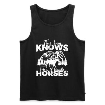 Junge weiß wie man mit Pferden umgeht - Männer Premium Bio Tank Top - Schwarz - Vorne - AI Model Male 178 light (178cm)