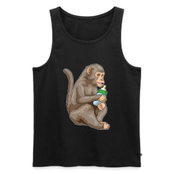 Affe Babyflasche - Männer Premium Bio Tank Top - Schwarz - Vorne - Michal (187cm)
