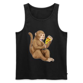Affe Pizza - Männer Premium Bio Tank Top - Schwarz - Vorne - Michal (187cm)