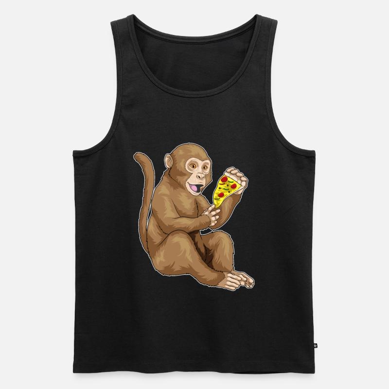 Affe Pizza - Männer Premium Bio Tank Top - Schwarz