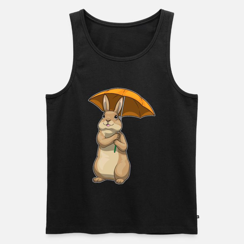 Hase Regenschirm - Männer Premium Bio Tank Top - Schwarz