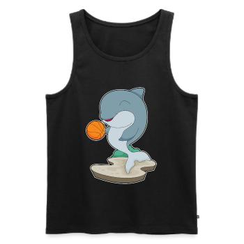 Joueur de basket-ball Dolphin Basket-ball - Débardeur bio Premium Homme - noir - Devant - AI Model Male 178 light (178cm)