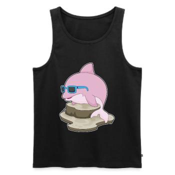 Dolphin Sunglasses - Men's Premium Organic Tank Top - black - Front - AI Model Male 178 light (178cm)