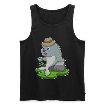 Seal Coffee Mug - Men's Premium Organic Tank Top - black - Front - AI Model Male 178 light (178cm)