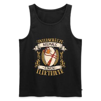 Elektriker Geschenk Strom Lustig Beruf - Männer Premium Bio Tank Top - Schwarz - Vorne - AI Model Male 178 light (178cm)
