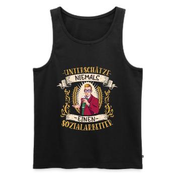 Sozialarbeiter Geschenk Hilfe Lustig Beruf - Männer Premium Bio Tank Top - Schwarz - Vorne - Michal (187cm)