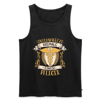 Pfleger Geschenk Fürsorglich Lustig Beruf - Männer Premium Bio Tank Top - Schwarz - Vorne - Michal (187cm)