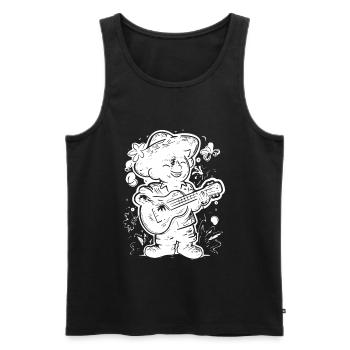 Ukulele Player Graphics - Men's Premium Organic Tank Top - black - Front - AI Model Male 178 light (178cm)