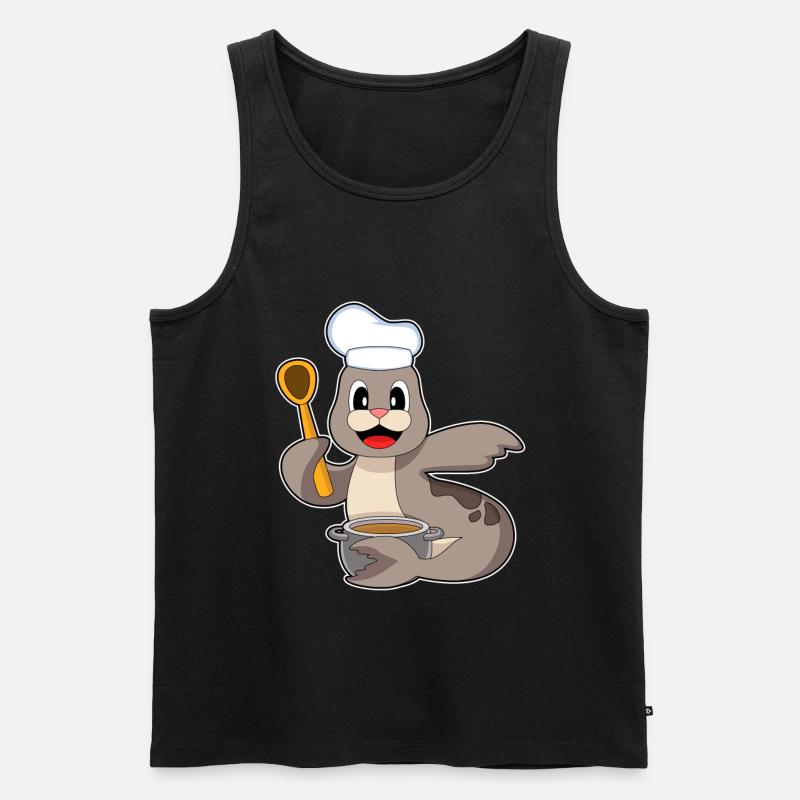 Seehund Koch Kochtopf - Männer Premium Bio Tank Top - Schwarz
