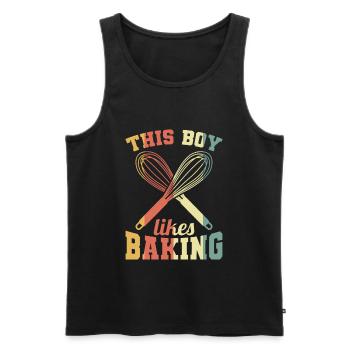 Ce garçon adore cuisiner - Débardeur bio Premium Homme - noir - Devant - AI Model Male 178 light (178cm)