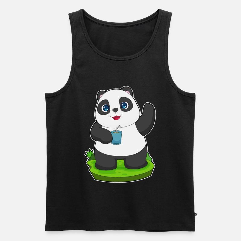 Panda Saft - Männer Premium Bio Tank Top - Schwarz