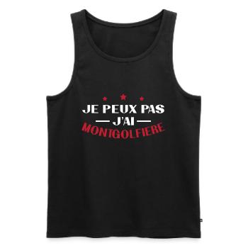 Je peux pas j ai montgolfière - Débardeur bio Premium Homme - noir - Devant - Michal (187cm)