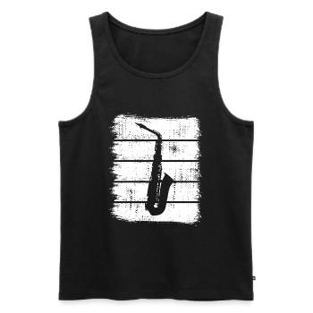 Croquis de saxophone - Débardeur bio Premium Homme - noir - Devant - AI Model Male 178 light (178cm)
