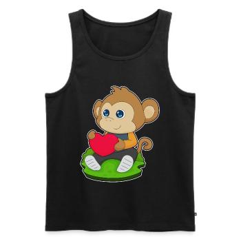 Affe Herz - Männer Premium Bio Tank Top - Schwarz - Vorne - AI Model Male 178 light (178cm)