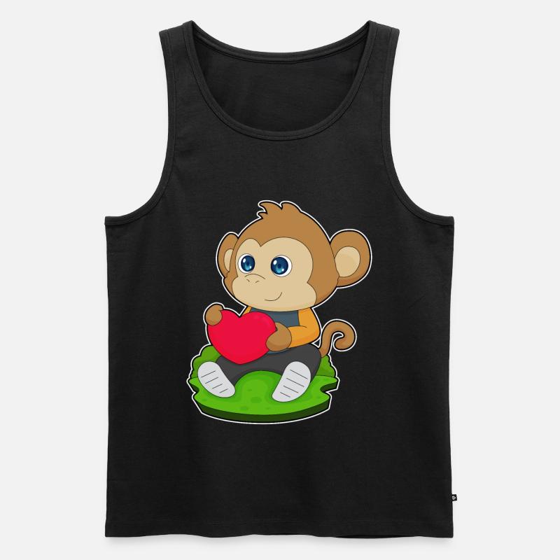 Affe Herz - Männer Premium Bio Tank Top - Schwarz