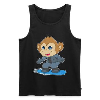 Affe Snowboarder Snowboard - Männer Premium Bio Tank Top - Schwarz - Vorne - Michal (187cm)