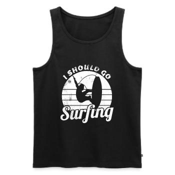 Ich sollte surfen gehen - Männer Premium Bio Tank Top - Schwarz - Vorne - AI Model Male 178 light (178cm)