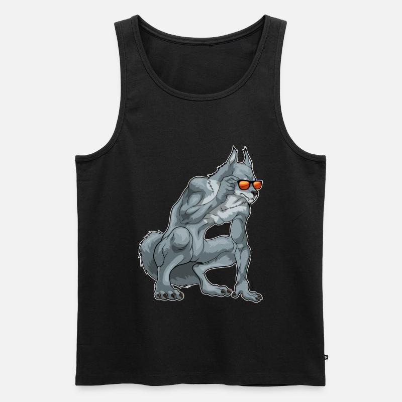Werwolf Halloween Sonnenbrille - Männer Premium Bio Tank Top - Schwarz