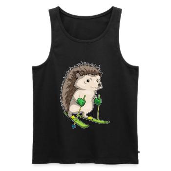 Hedgehog Skier Skiing Winter Sports - Men's Premium Organic Tank Top - black - Front - Michal (187cm)