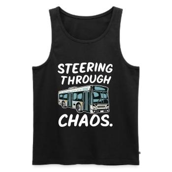 Bus Driver Navigating in Chaos Funny City Bus - Men's Premium Organic Tank Top - black - Front - AI Model Male 178 light (178cm)