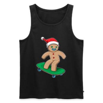 Gingerbread Man Christmas Skateboard - Men's Premium Organic Tank Top - black - Front - Michal (187cm)