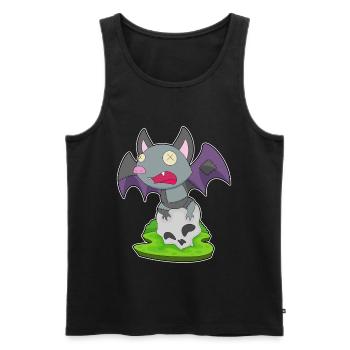 Chauve-souris Halloween crâne - Débardeur bio Premium Homme - noir - Devant - Michal (187cm)
