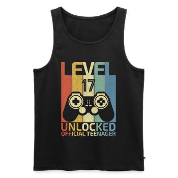 Level 17 Unlocked official teenager - Men's Premium Organic Tank Top - black - Front - AI Model Male 178 light (178cm)