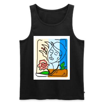 EC Woman I Flowers I GiftI Mother's Day I Women's Day - Men's Premium Organic Tank Top - black - Front - AI Model Male 178 light (178cm)