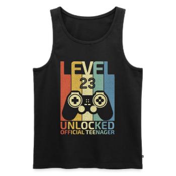 Level 23 Unlocked official teenager - Men's Premium Organic Tank Top - black - Front - AI Model Male 178 light (178cm)