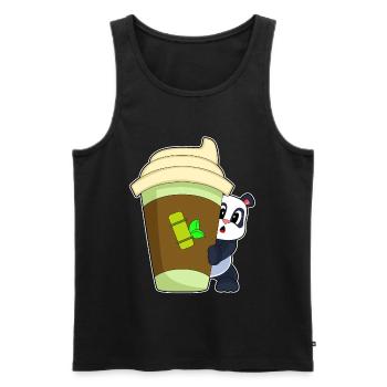 Panda Coffee to go Mug - Men's Premium Organic Tank Top - black - Front - AI Model Male 178 light (178cm)