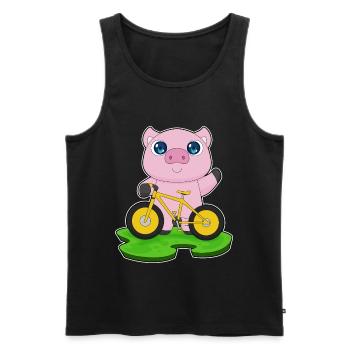Schwein Fahrrad - Männer Premium Bio Tank Top - Schwarz - Vorne - Michal (187cm)