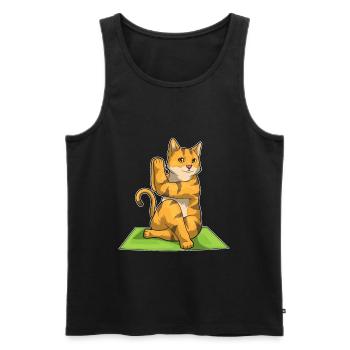 Gymnastique de fitness yoga pour chats - Débardeur bio Premium Homme - noir - Devant - Michal (187cm)
