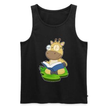 Giraffe Nerd Book Glasses - Men's Premium Organic Tank Top - black - Front - AI Model Male 178 light (178cm)