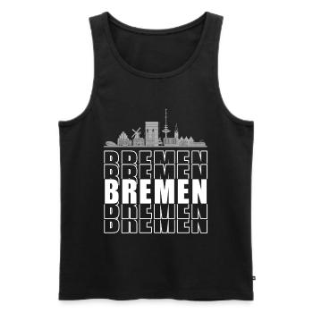 Brême Hanséatique Ville Silhouette Horizon - Débardeur bio Premium Homme - noir - Devant - AI Model Male 178 light (178cm)