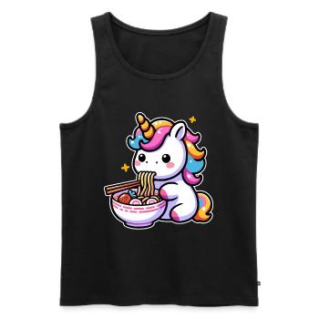 Japonais Kawaii Licorne Ramen Cuisine Asiatique - Débardeur bio Premium Homme - noir - Devant - Michal (187cm)
