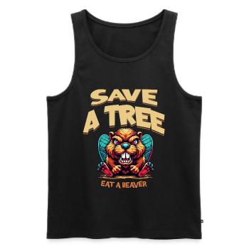 save a tree eat a beaver lustig - Men's Premium Organic Tank Top - black - Front - AI Model Male 178 light (178cm)