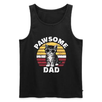 Cat Dad Cat Dad Rétro - Débardeur bio Premium Homme - noir - Devant - Michal (187cm)