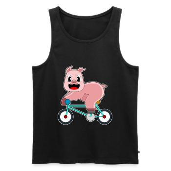 Pig Bicycle - Men's Premium Organic Tank Top - black - Front - Michal (187cm)