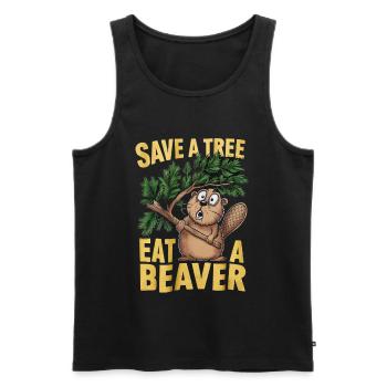 save a tree eat a beaverl lustig - Men's Premium Organic Tank Top - black - Front - AI Model Male 178 light (178cm)