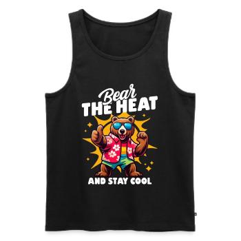 Cool bear with sunglasses and pun saying - Men's Premium Organic Tank Top - black - Front - AI Model Male 178 light (178cm)