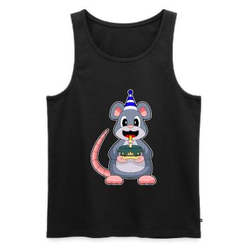 Gâteau d’anniversaire souris - Débardeur bio Premium Homme - noir - Devant - Michal (187cm)