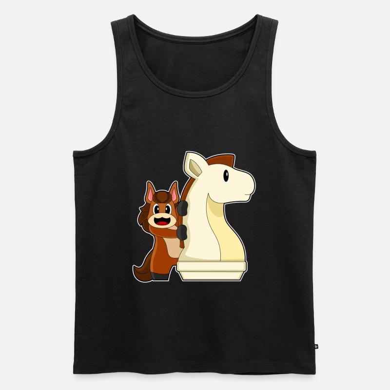 Schachfigur Springer Pferd Schach - Männer Premium Bio Tank Top - Schwarz